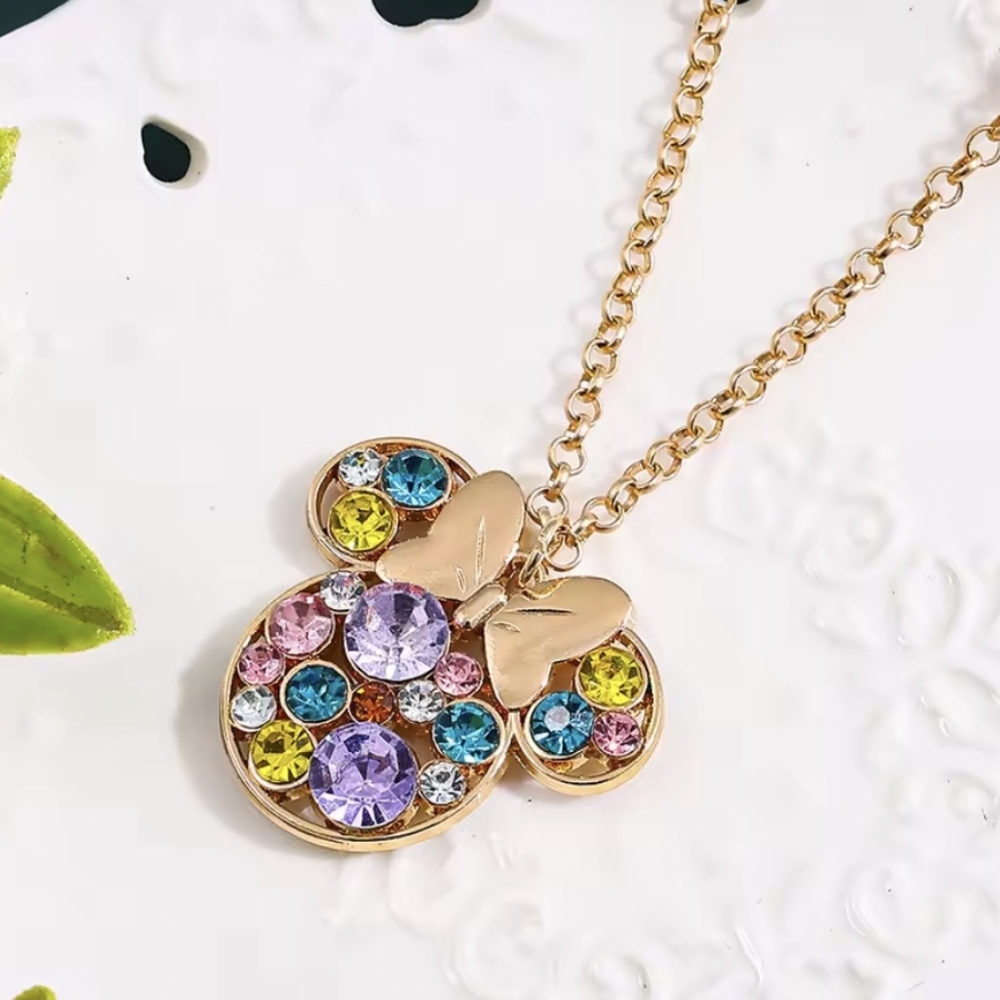 Disney Mickey Mouse Multi Color Rhinestone Necklace - Picture 3 of 6